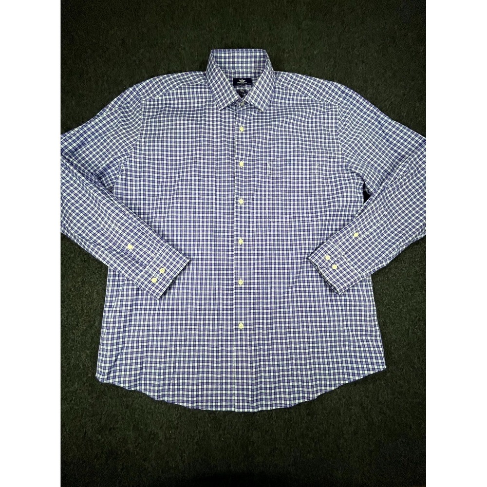 Y2K‎ Dockers Dress Shirt Mens 16-16.5 Purple Check Shirttail Hem Formal Business